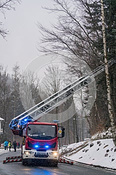 Fire engine on the road