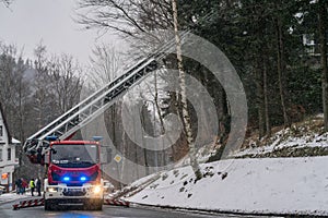 Fire engine on the road