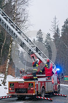 Fire engine on the road