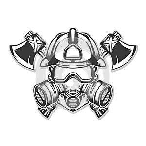 firefighter skull musk hellmat vector with axe in background, fire fighter vector bundle.