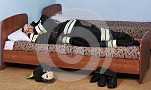 Firefighter sleeps