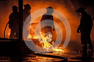 A Firefighter surrounded by flames