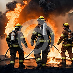 Firefighter Teamwork in Wildfire