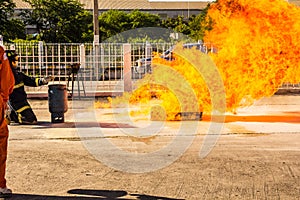 Firefighter during training