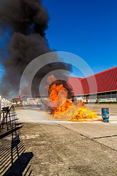 Firefighter during training