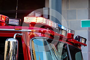 Firefighter truck up close with sirens