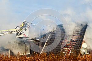 Firefighter on turntableladder