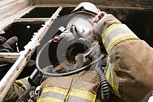 Firefighter at window