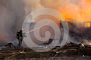 Firefighter at work