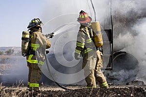 Firefighters in action