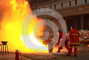 Firefighters in action after a gas explosion