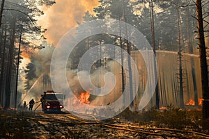 Firefighters battling large forest wildfire