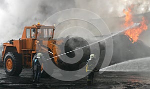 Firefighters at blaze