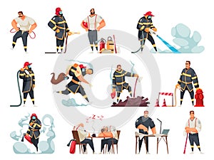 Firefighters Cartoon Set