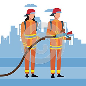 Firefighters at city