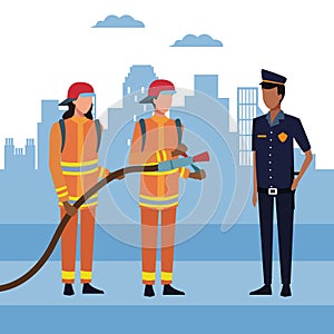 Firefighters at city