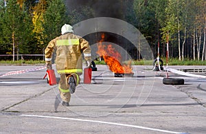 Firefighters at the exercises