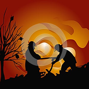 Firefighters extinguish a fire