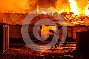 Firefighters extinguish a fire