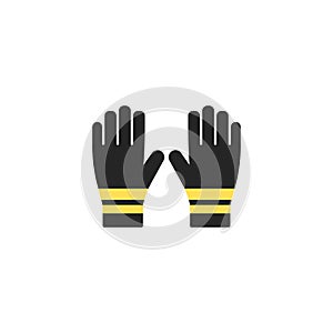 Firefighters gloves. Single silhouette fire equipment icon. Vector illustration. Flat style.