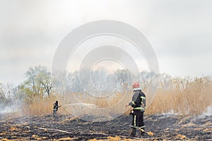 Firefighters helped battle a wildfire