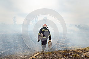 Firefighters helped battle a wildfire