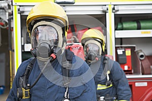 Firefighters in protective workwear