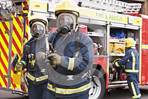 Firefighters in protective workwear