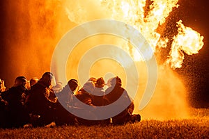 Firefighters and rescue training.