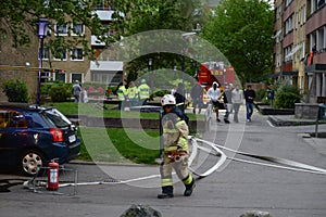 Firefighters on scene, Sweden
