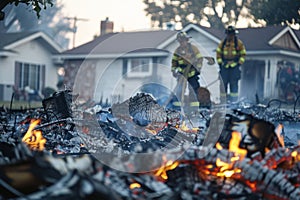 Firefighters tackling aftermath of a devastating house fire