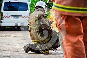 Firefighters training