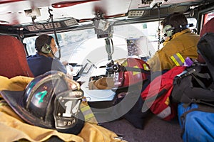 Firefighters travelling to an emergency
