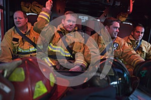 Firefighters travelling to an emergency