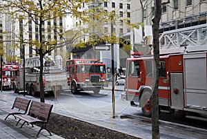 Firefighters vehicles in Montreal