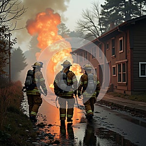 firefighters at work AI generated