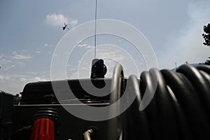 Firefighters on work on forest fireblaze