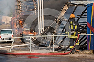 Firefighters at work