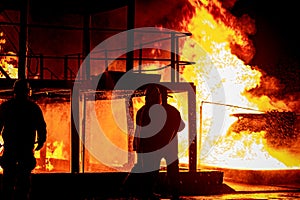 Firefighters working on a fire