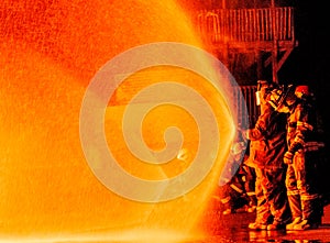 Firefighters working on a fire