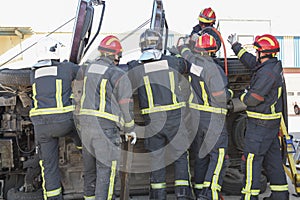 Firefighters working photo