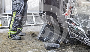 Firefighters working