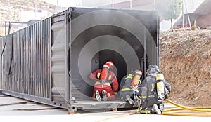 Firefighters working