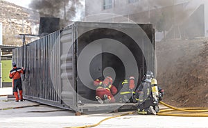 Firefighters working