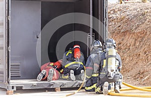 Firefighters working