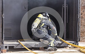 Firefighters working