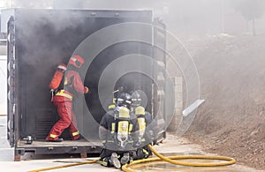 Firefighters working