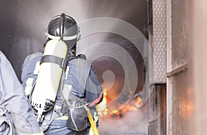 Firefighters working