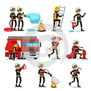 Firefighting Colorful Icons Set