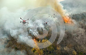 Firefighting drones spray chemical to help control wildfires